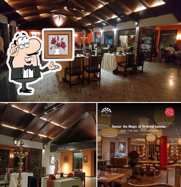 Take a seat at one of the tables at The Raintree