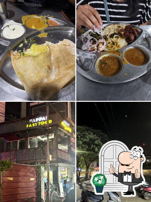 The restaurant's exterior and food