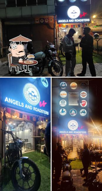 The exterior of Angels and Roadsters Cafe