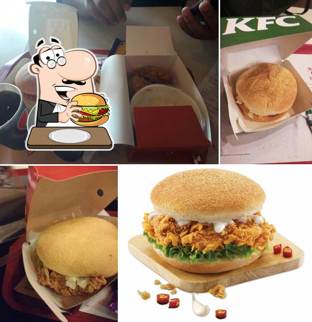 Taste one of the burgers available at KFC