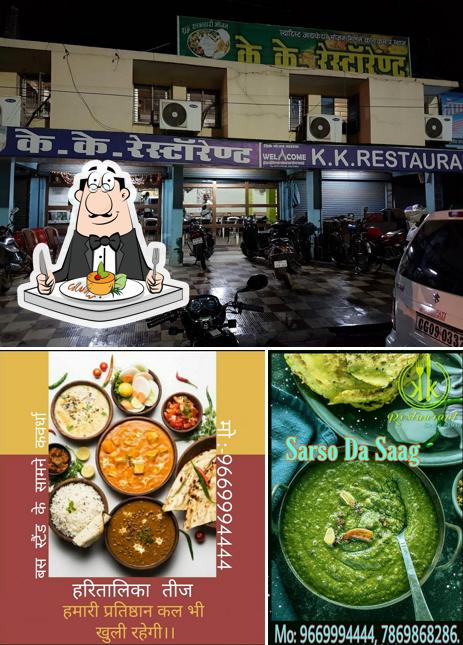 Check out the photo displaying food and exterior at K.K. Restaurant