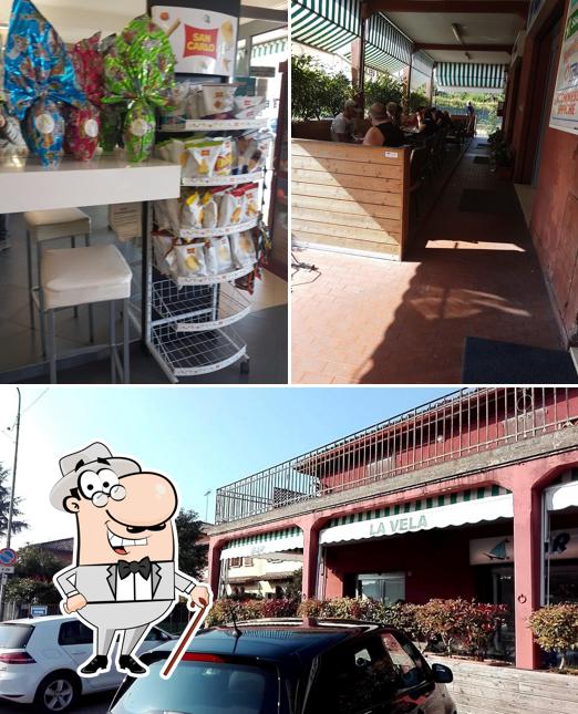 Questa è la foto che presenta la esterno e cibo di Bar La Vela