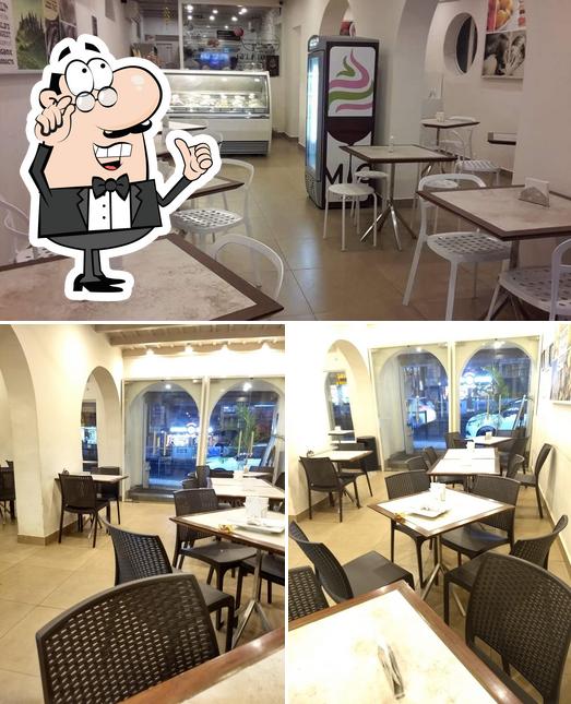 Take a seat at one of the tables at Milano Ice Cream