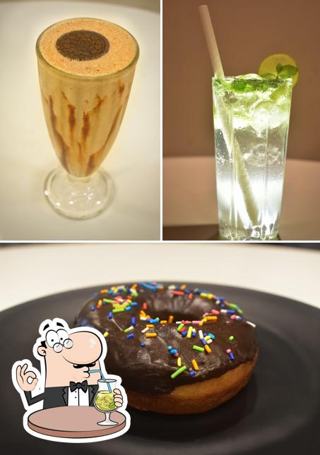 The restaurant's drink and cake