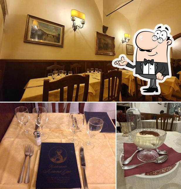 La interni e tavolo da pranzo del ristorante