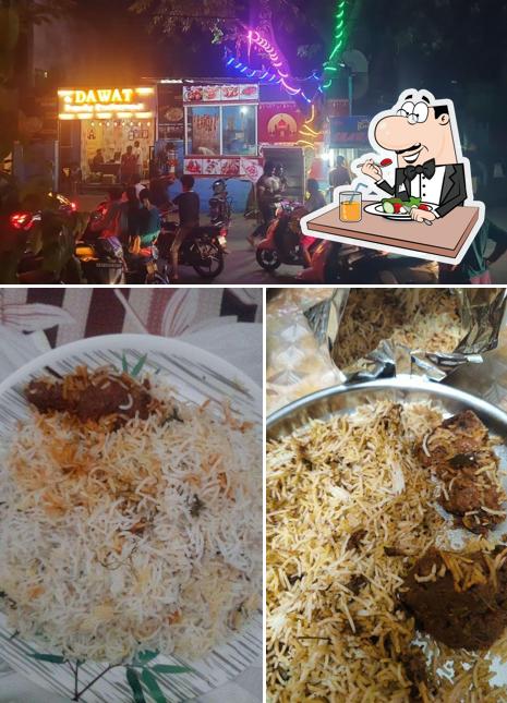 Take a look at the image displaying food and exterior at Dawat family restaurant