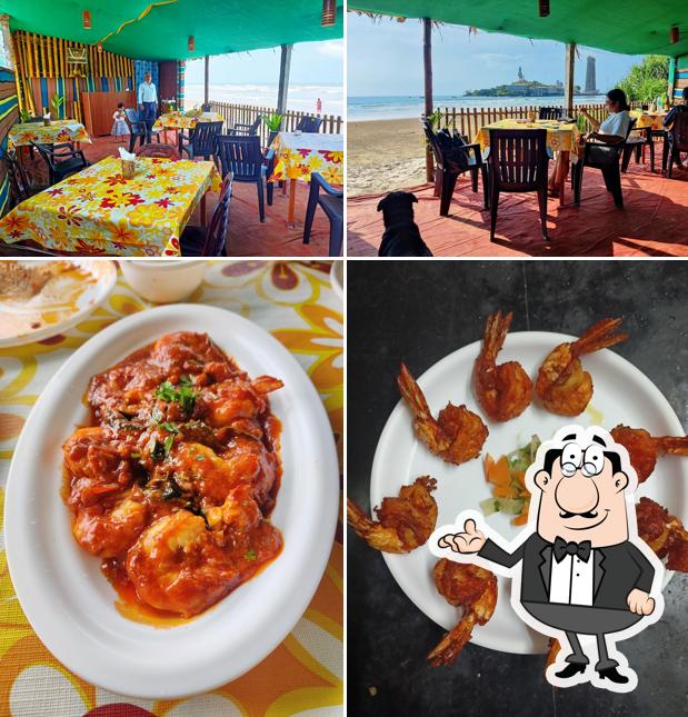 Among different things one can find interior and food at Coral Beach Shack & Coral Seafront Cottage