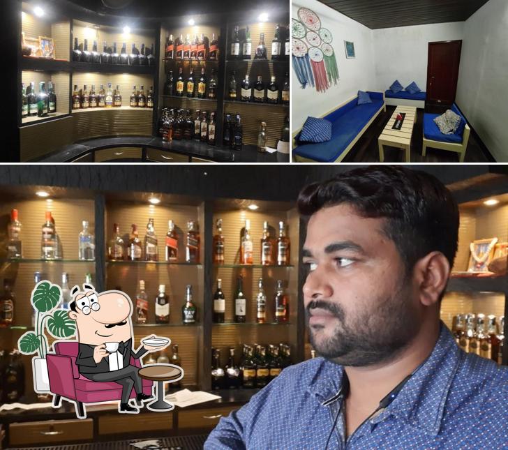 Take a seat at one of the tables at Platinum Bar and Restaurants