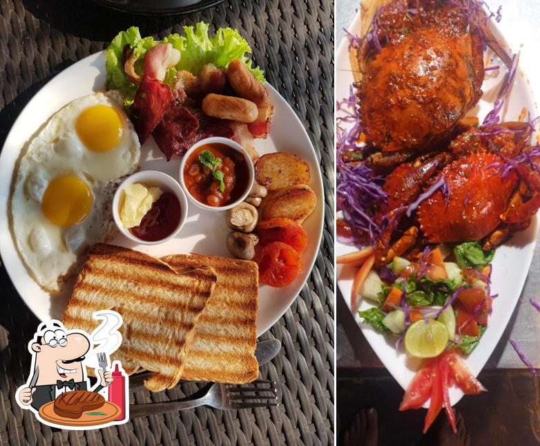 I GOA surf beach cafe serves meat dishes