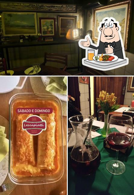 A ilustração da comida e interior no Leccapiatti di Paolini Massas e Pizzas