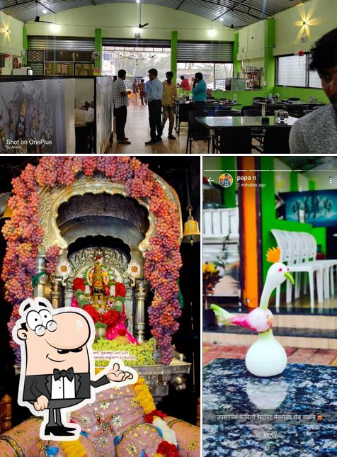 The interior of उपसरपंच फॅमिली रेस्टॉरंट प्युअर व्हेज आणि गुळाचा चहा व नाश्ता