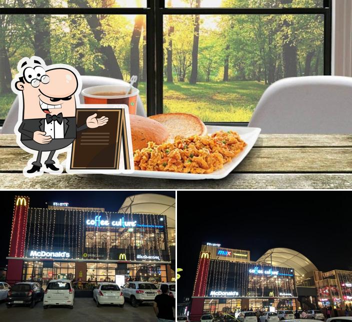 McDonald's is distinguished by exterior and food