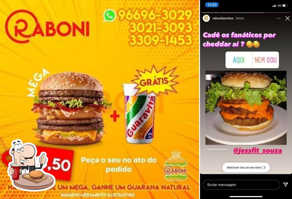 Os hambúrgueres do Raboni Lanches irão satisfazer uma variedade de gostos