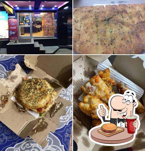 Try out a burger at Domino's Pizza