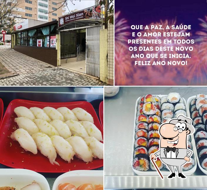 A imagem da exterior e comida no Shi Wei Xian