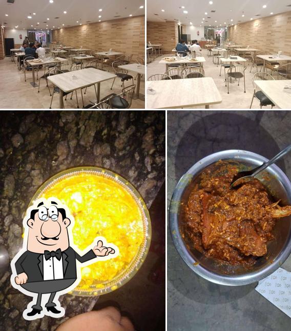 The picture of interior and food at New Hotel Prabhat