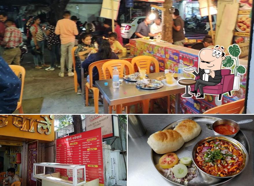 This is the picture depicting interior and food at Joshi Wadewale