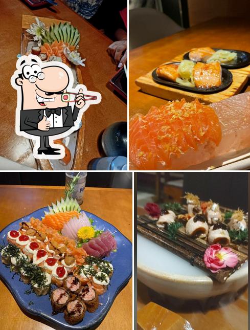 Rolos de sushi são disponibilizados no Hioki Sushi Itu