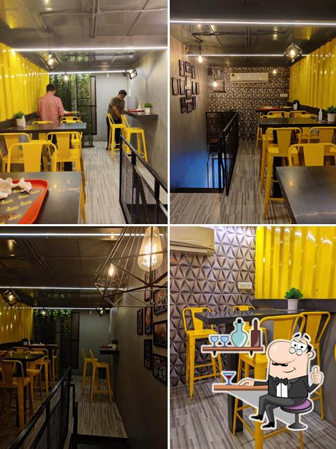 Take a seat at one of the tables at The Shawarma Box