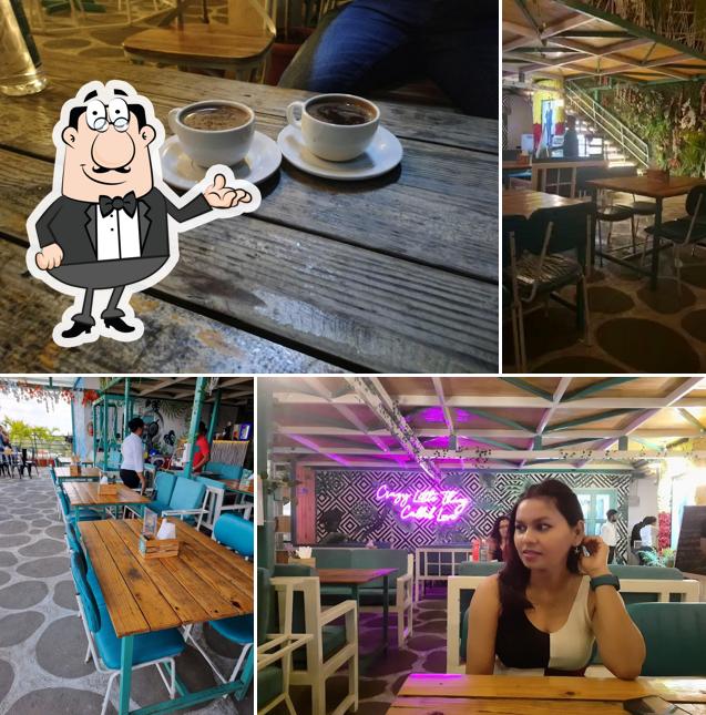 The interior of Le Terrace Cafe Mysore