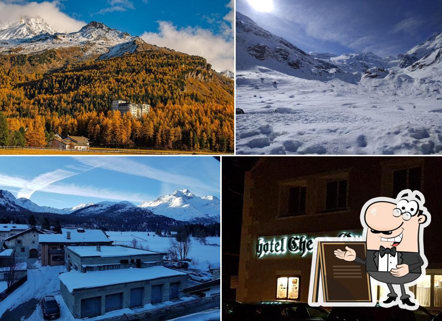 Puoi goderti l'aria fresca da seduto all'esterno di Chesa Grischa