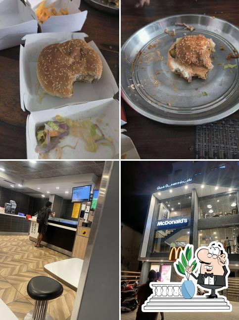 This is the picture showing exterior and food at McDonald's