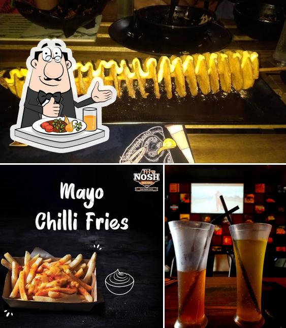 The picture of food and beer at The Nosh Bistro Habsiguda