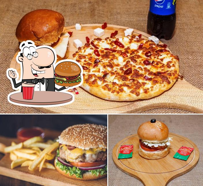 Order a burger at New Pizza King