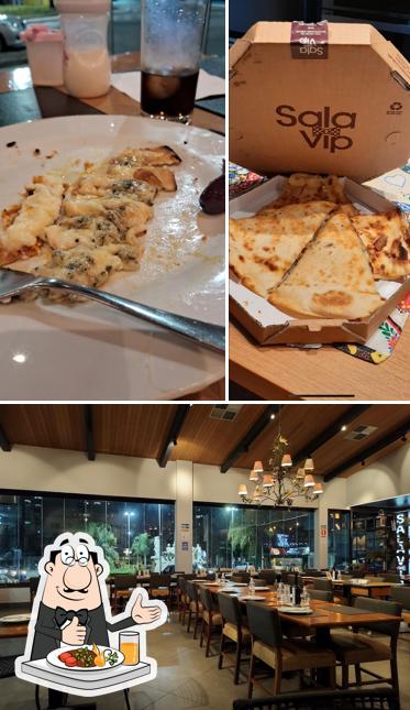 A ilustração da comida e interior no SalaVip