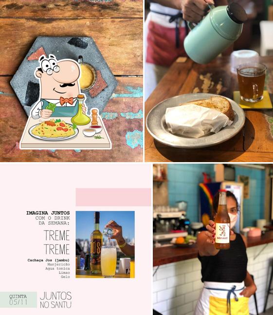 Entre diferentes coisas, comida e bebida podem ser encontrados a SANTÚ Comedoria