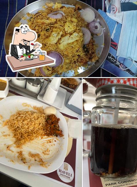 The picture of food and beer at Haveli Westside