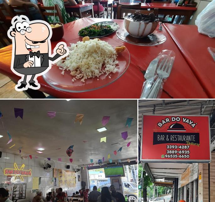 A ilustração do Bar Do Vavá’s exterior e comida