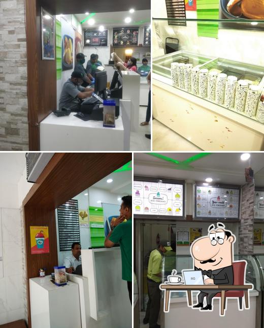 Take a seat at one of the tables at Naturals Ice Cream