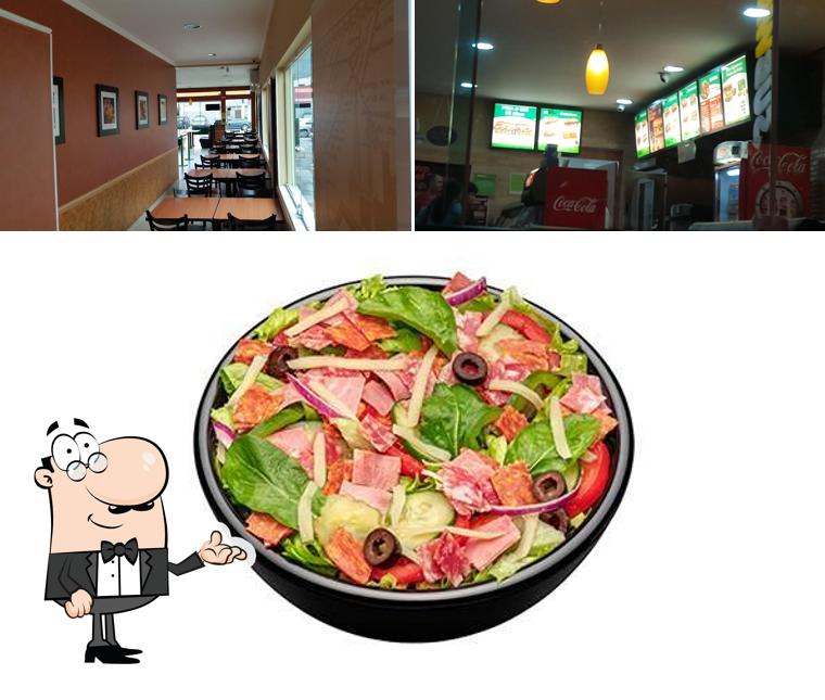 Esta é a ilustração ilustrando interior e comida no Subway São Sebastião