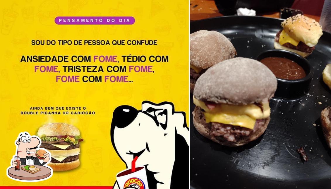 Peça um dos hambúrgueres disponíveis no Come Come Pizzaria & Hamburgueria