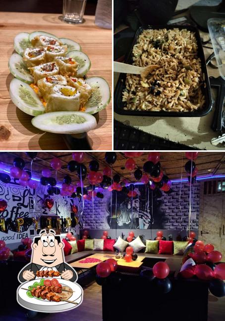 This is the image showing food and interior at Dark Ambience