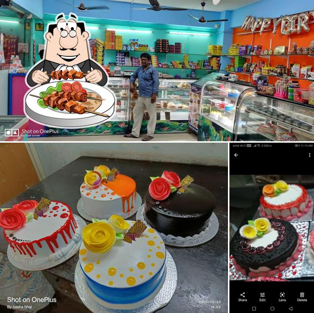 The image of food and interior at Raj Bakery