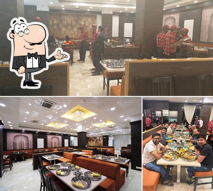 The interior of Naivedya Thali Restaurant