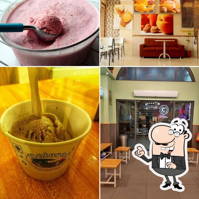 This is the picture depicting interior and food at Naturals Ice Cream