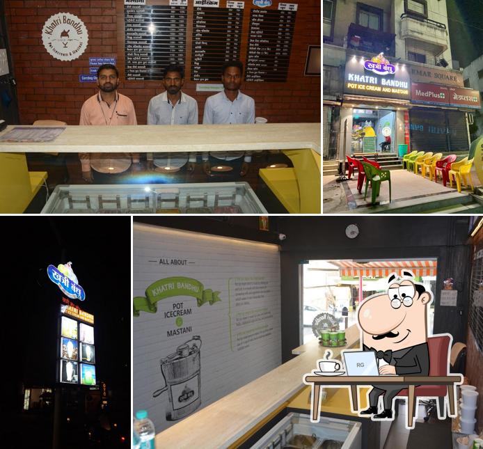 Take a seat at one of the tables at Khatri Bandhu Pot Ice-Cream and Mastani