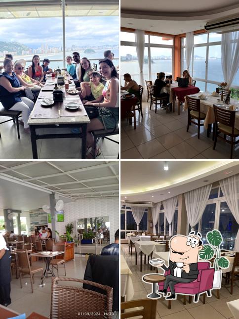 Sente em uma das mesas no Terraço Chopp