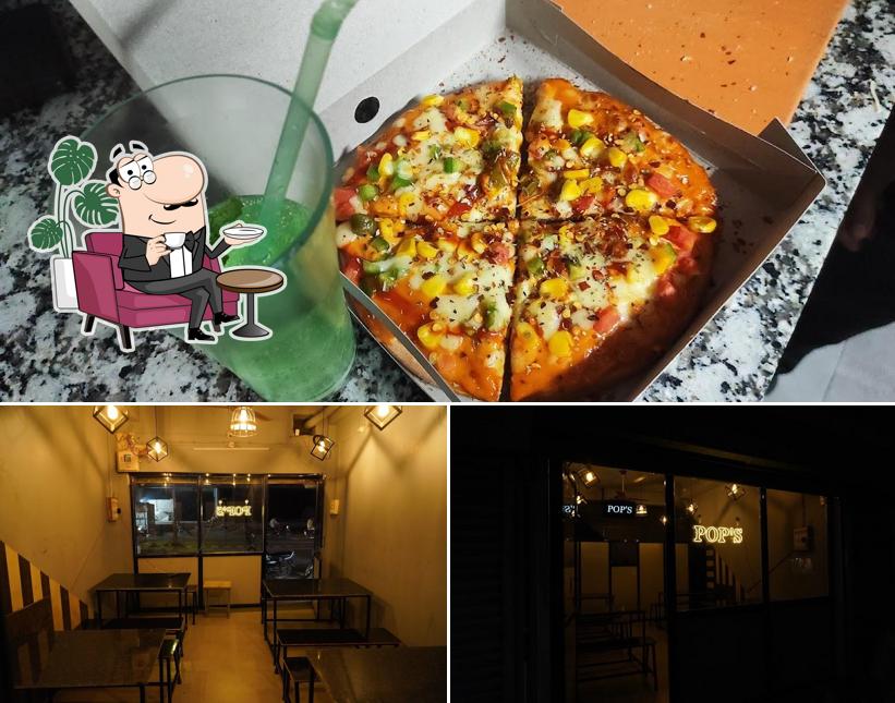 The restaurant's interior and food