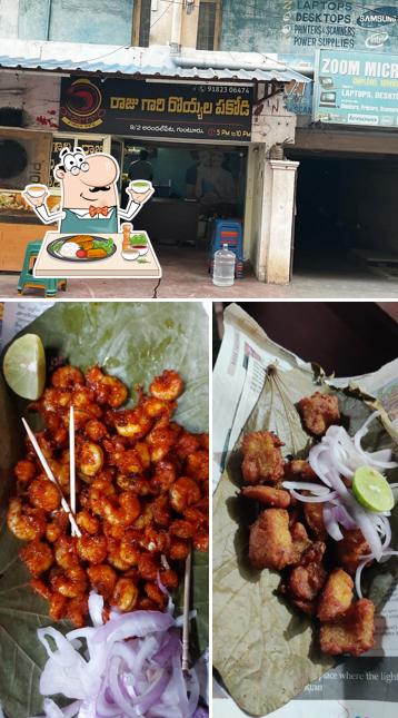 Among various things one can find food and interior at Raju Gari Royyala Pakodi