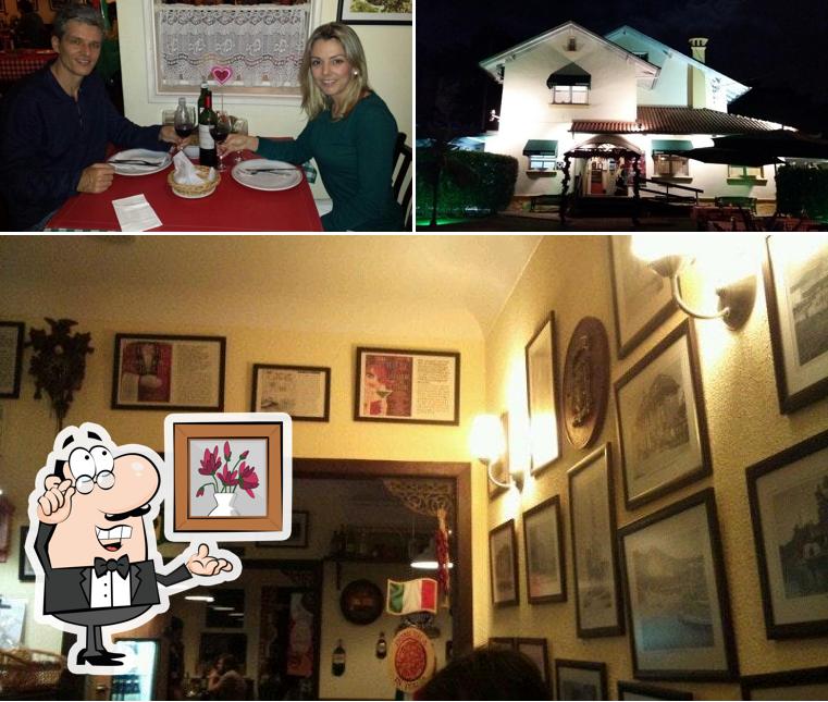 A interior e exterior do restaurante