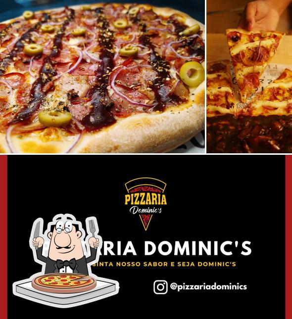Consiga pizza no Pizzaria Dominic's na Morada do Sol