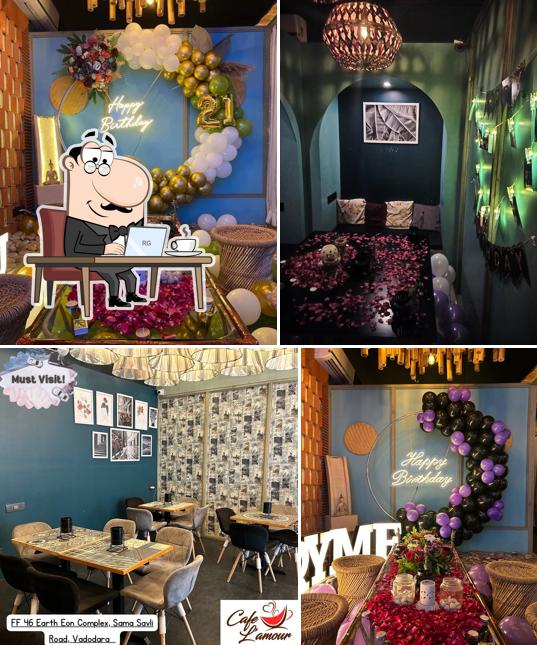 Take a seat at one of the tables at Cafe L'amour - Best Cafe In Vadodara For Birthday Celebration And Candle light Date