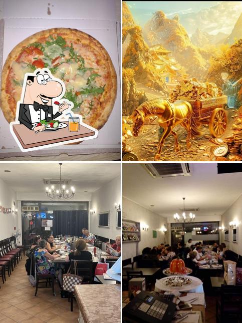 Questa è la foto che presenta la cibo e interni di BRUSCHETTERIA. & DRINK & PIZZERIA DELLA CASA