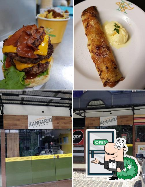 A exterior e comida do restaurante