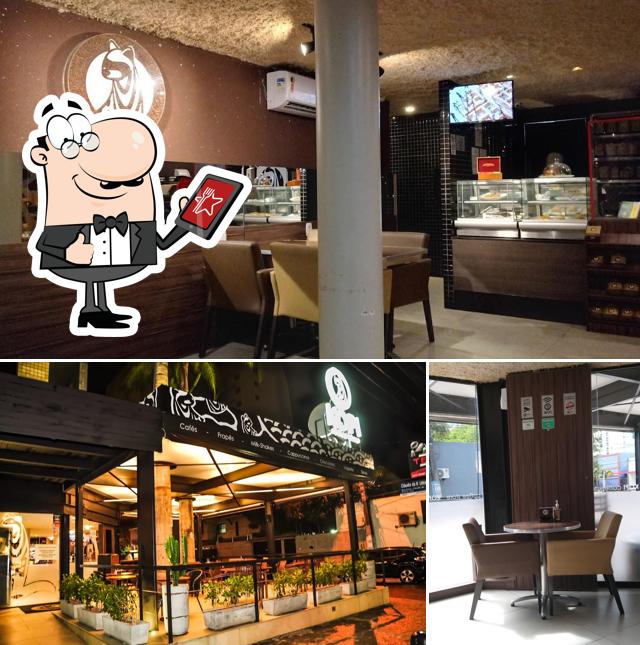 A ilustração do Kopi Coffee Store’s exterior e interior