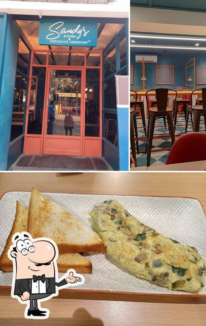 The restaurant's interior and food